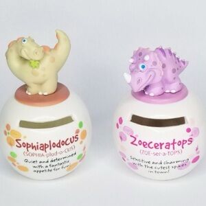Vintage Dino Mates Money Jars Kids Dinosaur Piggy Banks